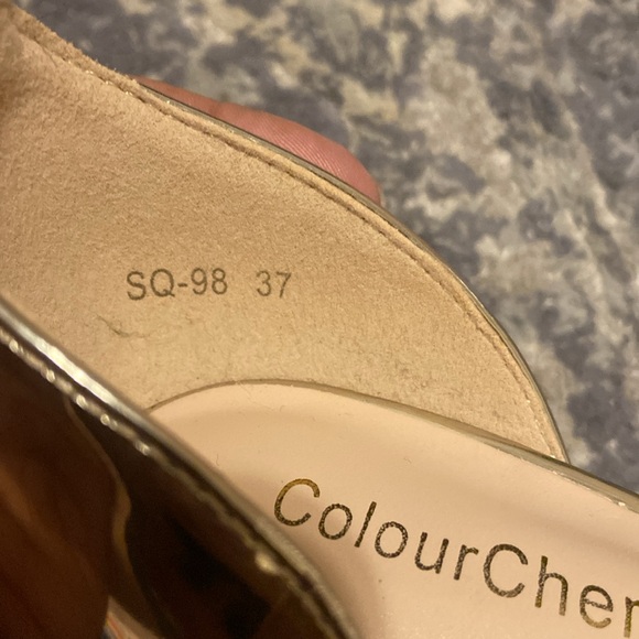 Colour Cherie Gold And Clear Women's Stiletto Heeled Sandals Size 37 - Picture 7 of 8